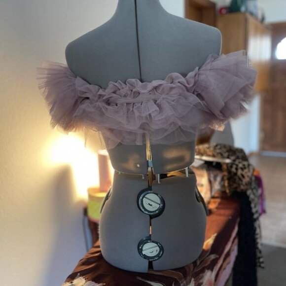 Free People Birthday Cake Tiered Tulle Top-Size M-Oyster Mauve Color - Picture 2 of 4